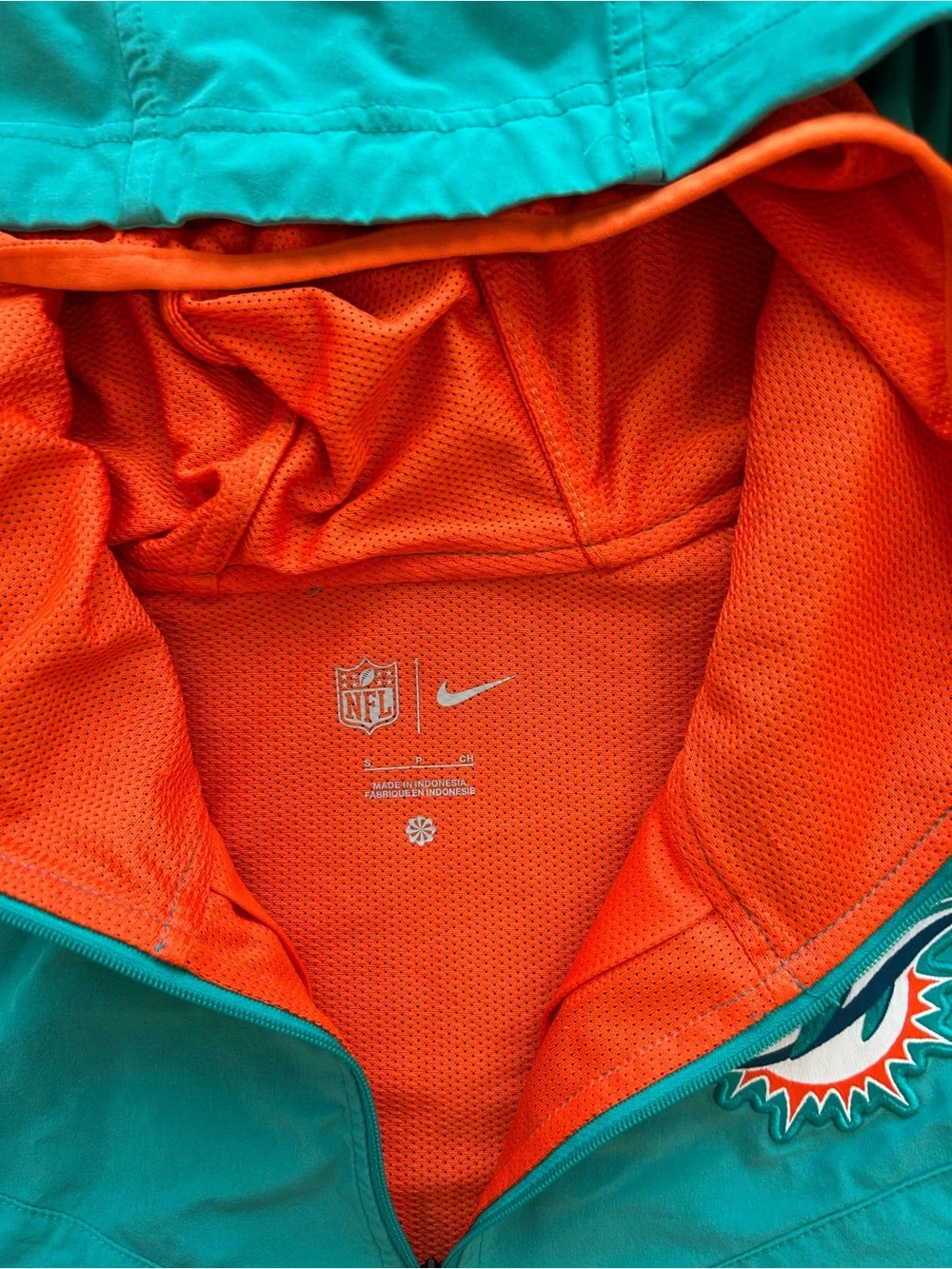 Miami Dolphins Nike NFL Hooded Windbreaker Pullover – Teal & Orange small